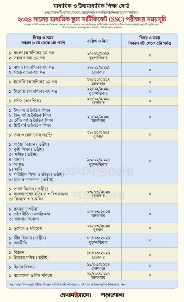 SSC Routine 2024 PDF Download