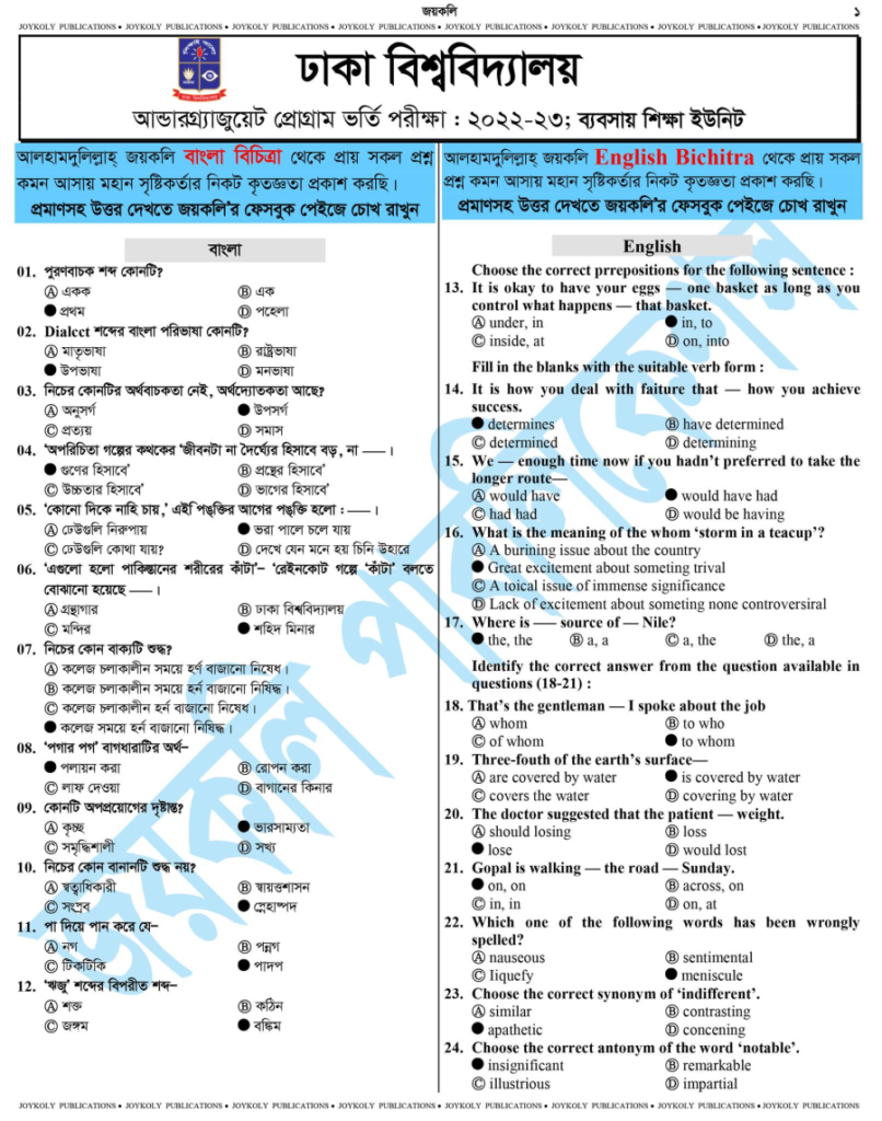 Dhaka University 2023 Unit C